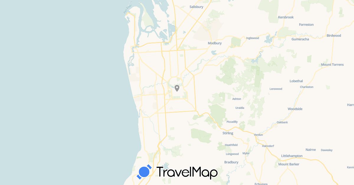 TravelMap itinerary: plane in Australia (Oceania)